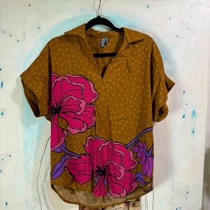 Blank London / Contemporary Boho Short Sleeved V-Neck Shirt / XS / Anthro